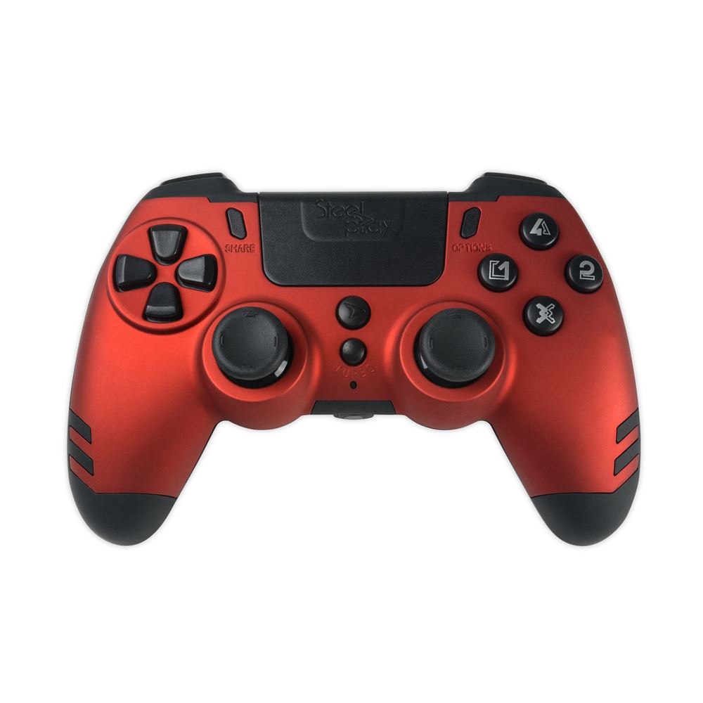 Steelplay Manette sans Fil compatible avec PS4 PS3 et PC Rouge