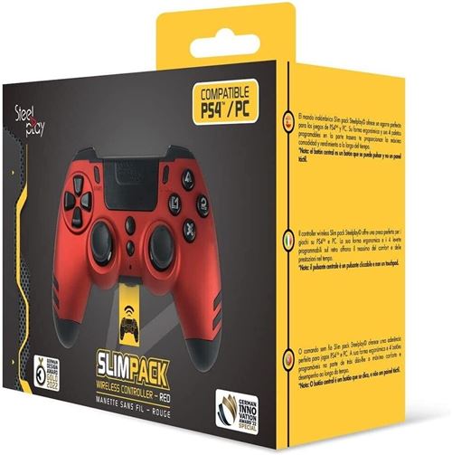 Steelplay Manette sans Fil compatible avec PS4 PS3 et PC Rouge